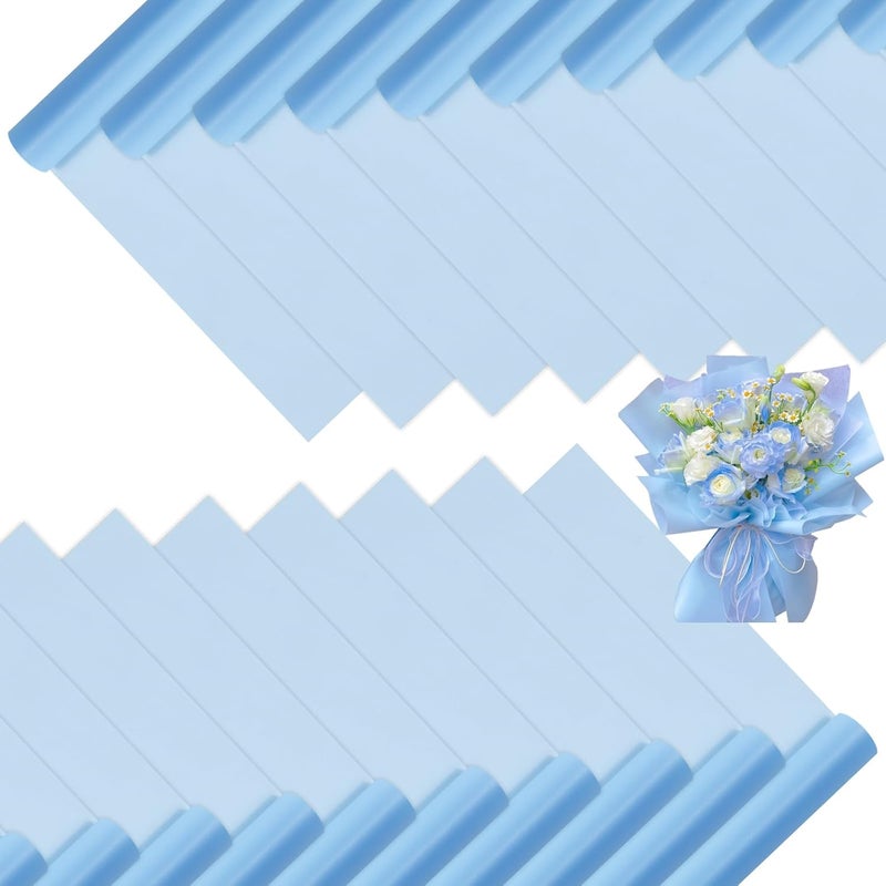 DEWJDFSC 20 Sheets Flower Wrapping Paper,Waterproof Floral Korean Bouquet Wrapping Paper, Florist Supplies, Suitable for Flowers Gift Packaging (PureBlue) - Image 1